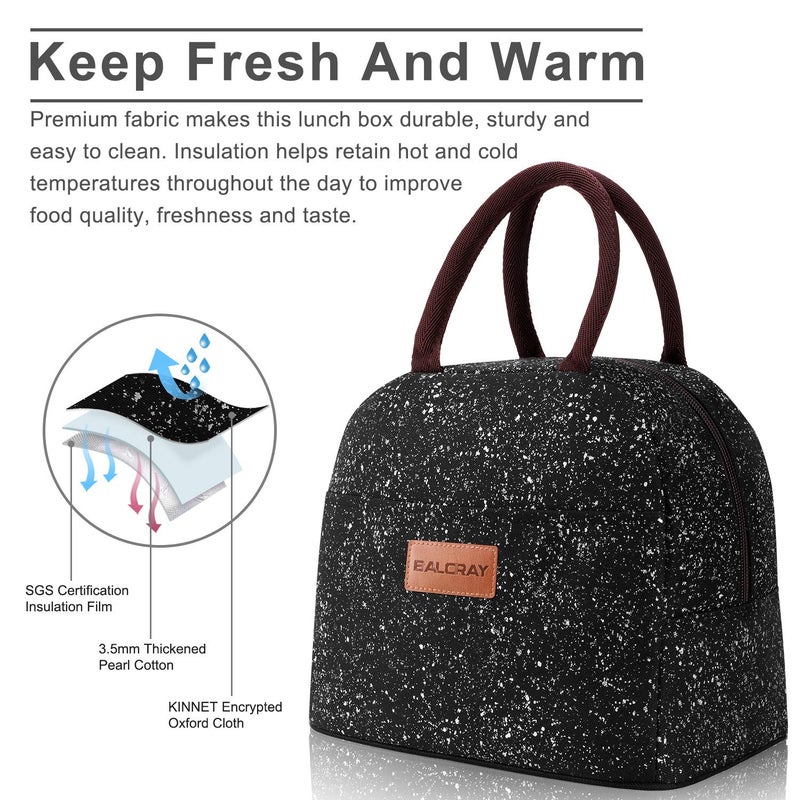 BALORAY Lunch Bag for Women Men Insulated Lunch Box for Adult Reusable Lunch Tote Bag for Work, Picnic or Travel (Black Starry) - Image 4